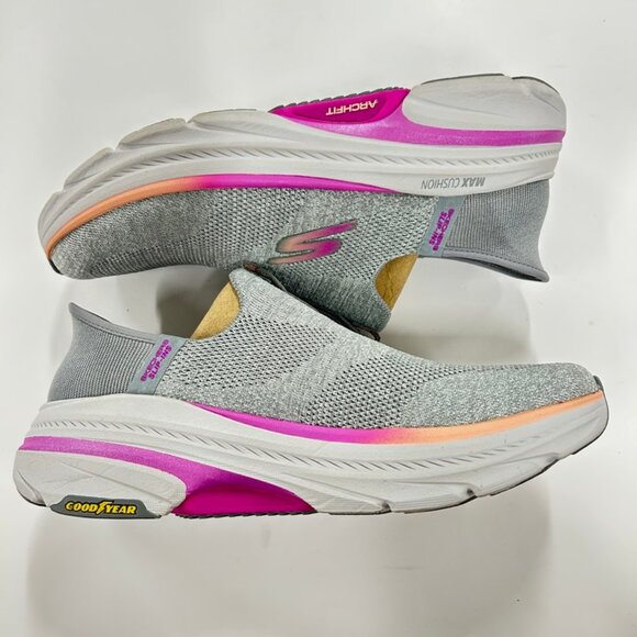 Skechers Max Cushioning Arch Fit 2.0 Slip-ins Sneakers Gray Pink Orange size 11 - Picture 1 of 8